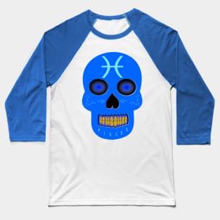 Pisces Star Sign Skull Baseball T-Shirt